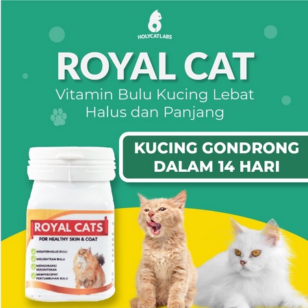 ROYAL CATS Vitamin Bulu Rontok 40 kapsul Melebatkan Mengkilapkan Bulu Kucing Royal Cats For Healthy Skin and Coat