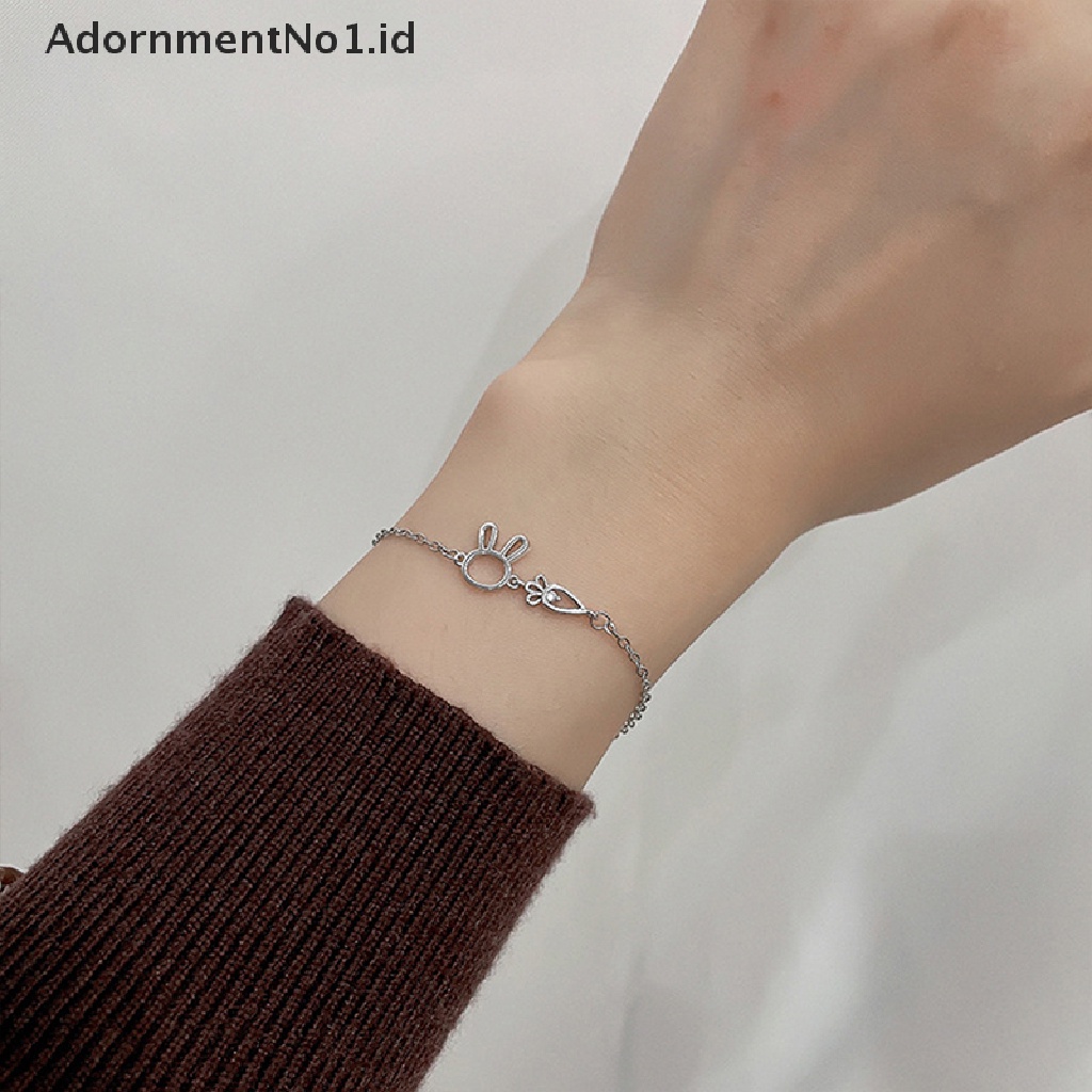 [AdornmentNo1] 925cap Wortel Kelinci Gelang Untuk Wanita Pacar Manis Lucu Adjustable Rantai Gelang Perhiasan Sederhana Flash Berlian Berongga Sederhana INS Gadis Hati Siswa Gadisfrie