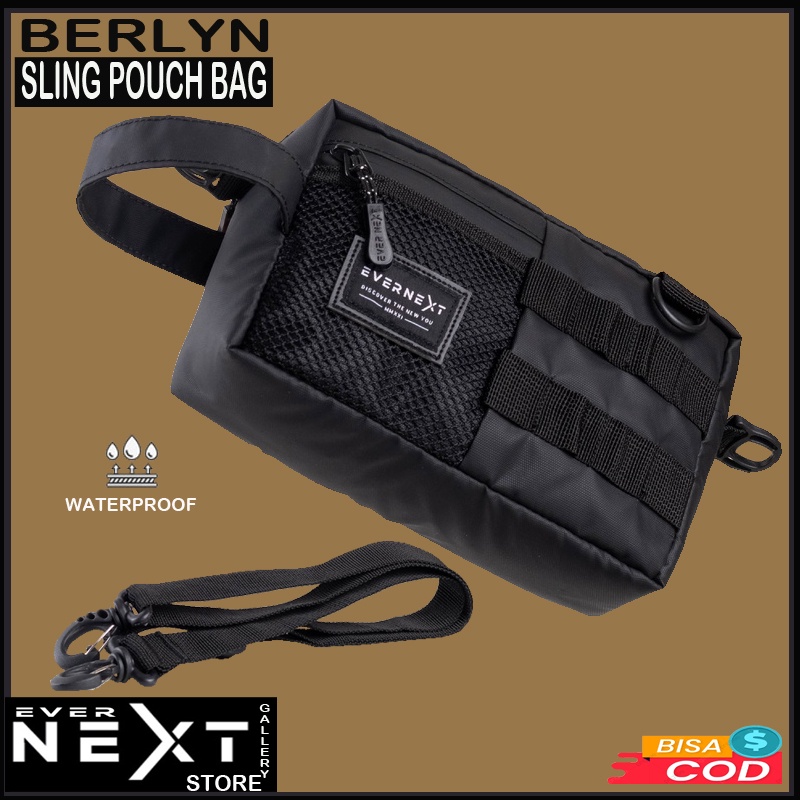 Promo tas sling pouch bag unisex pria wanita waterproof kualitas distro terbaru tas selempang bahu pria anti air tas slingbag cowok kekinian tas tangan dompet pria clutch handbag pria multy fungsi waist bag pria waterproof