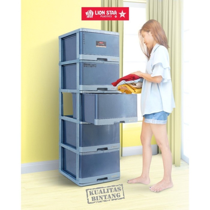 Laci Lemari Container Laci Plastik Excel 5 Susun Lion Star L5 Xc-17