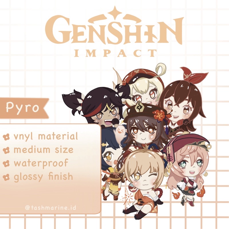 Tashmarine | Genshin Impact Pyro Character Stickers | Vnyl Glossy sticker fanmerch Genshin