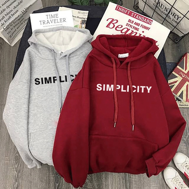 Parisdivarious Sweater Hoodie Jemper Simplicity Bahan Fleece Size S - XXL (Pria &amp; Wanita)