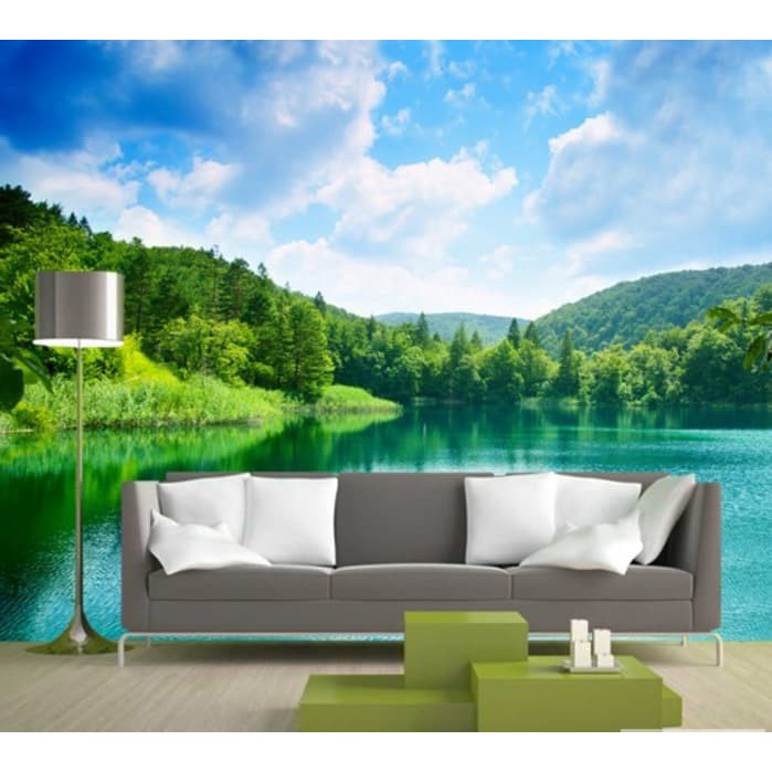 Wallpaper Wall Paper Wallpaper Custom 3D 3 D 3 Dimensi Pemandangan Alam Danau