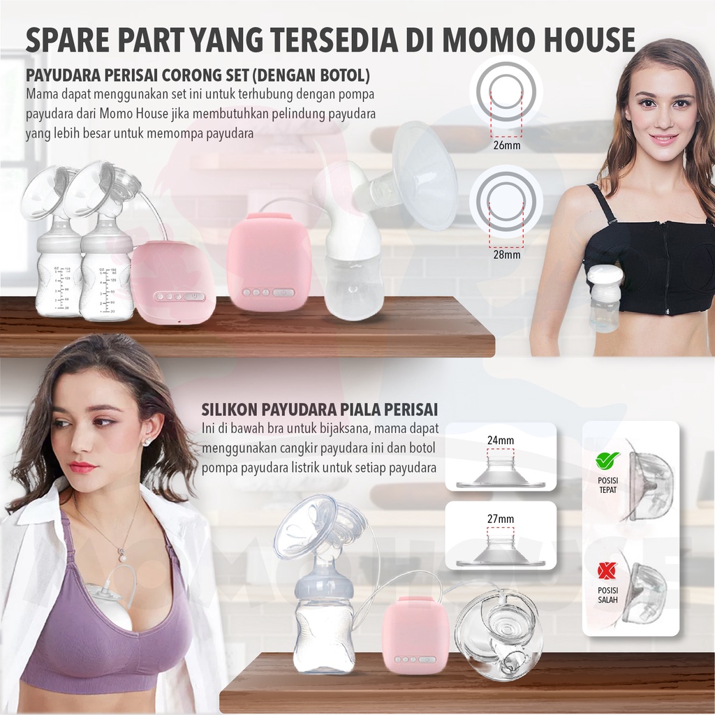 MOMO HOUSE Double Electric Pompa ASI Elektrik Electric Double Breast Pump Electric Breast Pump