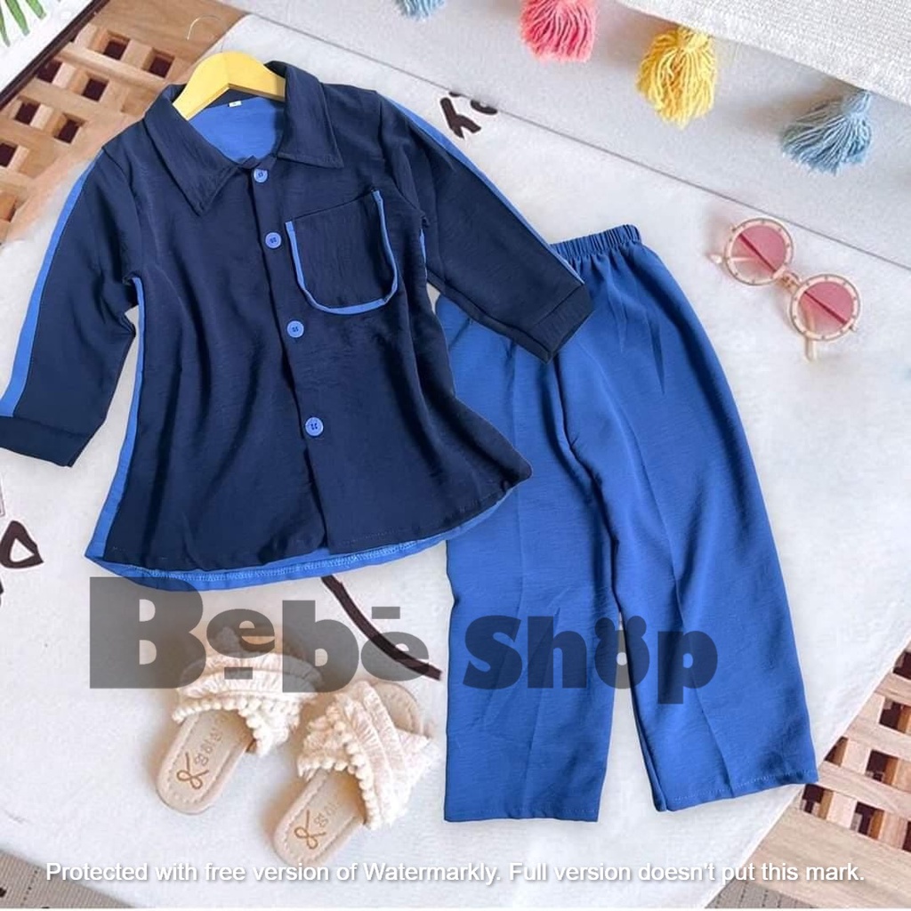 one set anak perempuan bahan cringkel usia 2 sampai 8 tahun