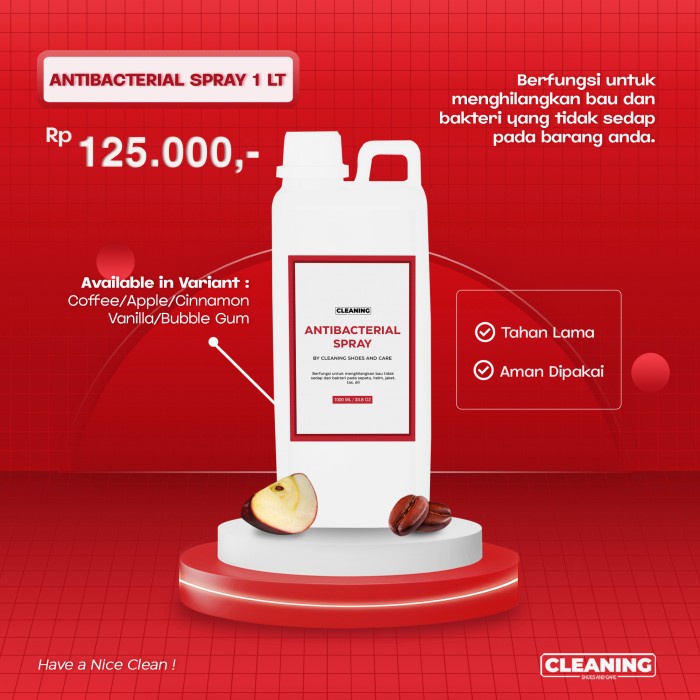 Antibacterial Spray by Cleaning Shoes and Care | Parfum Sepatu 1 Liter