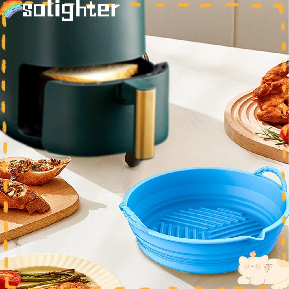 Solighter Round Silicone Pot Soft Cooking Pizza Plate AirFryer Aksesoris Baking Basket