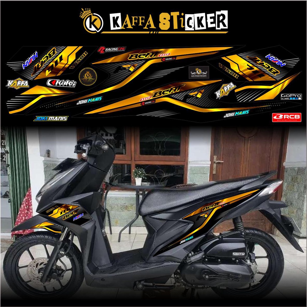 Striping Beat Deluxe - Stiker Motor Honda Beat Street Polet Gold