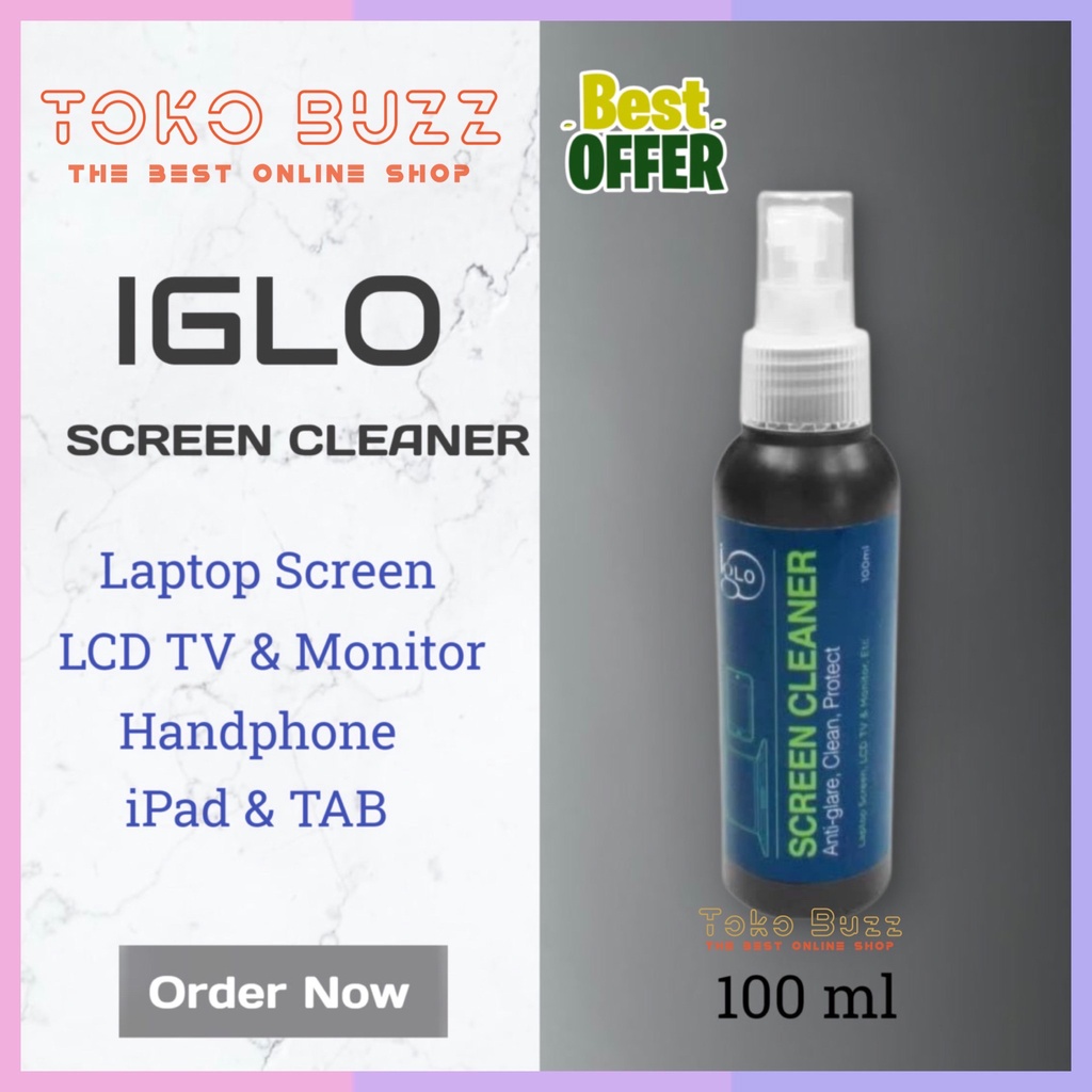 IGLO Screen Cleaner Pembersih Lensa Layar LCD Handphone Tablet Laptop Komputer TV Monitor 100 ml Non alkohol