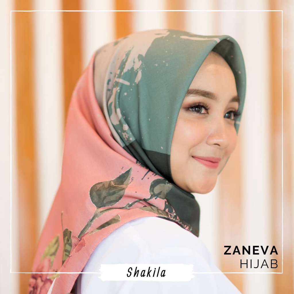 Zara Voal Printed Scarf by Zaneva l Zaneva Hijab Segi empat premium l Hijab Motif Best Seller