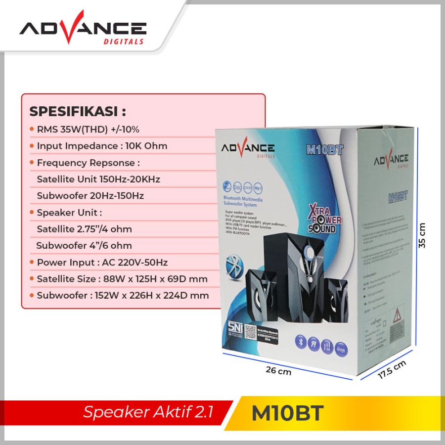 Advance Speaker Aktif Bluetooth Portable M10BT Subwoofer BASS M10 BT