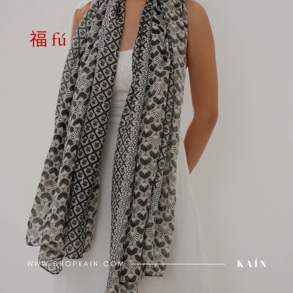 SHOPKAIN Shaan Shawl in Charcoal - 福 Fú Collection