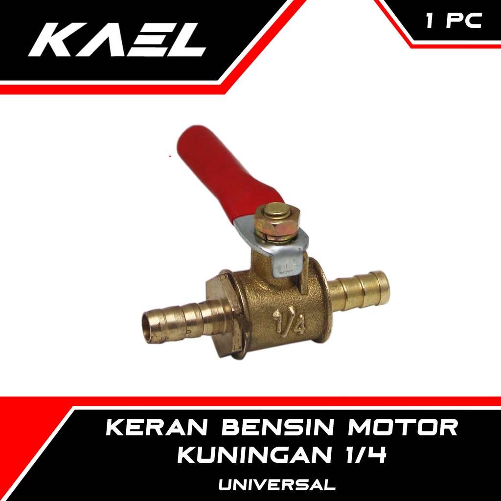 Kran Bensin Kuningan 1/4 Universal Bebek-Matic-Sport BeatFI-F1-Pop-Street-eSP/Mio-Sporty-Smile-M3-Z-S/Vario110-125-150-160/Soul GT/X-Ride/Supra-X-125-Fit-New/Blade/RevoAbsolute/Jupiter-MX-Z/Scoopy/Vega-R-ZR/F1ZR/RX King/Spacy