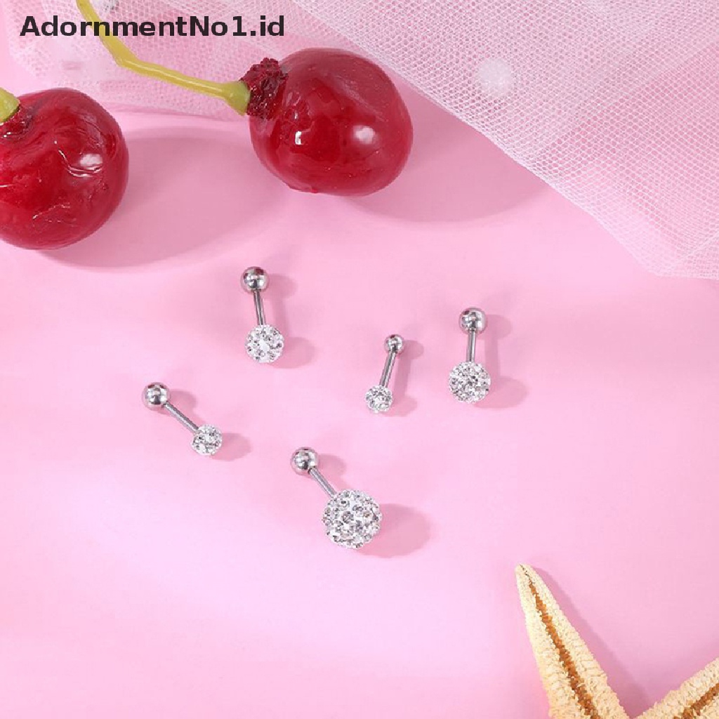 [AdornmentNo1] Anting Bola Kristal Surgical Steel Ear Plugs Brow s Wanita Ear Studs Cartilage Tragus Helix Lip Studs Ring Internally Thread Body Jewelry [ID]