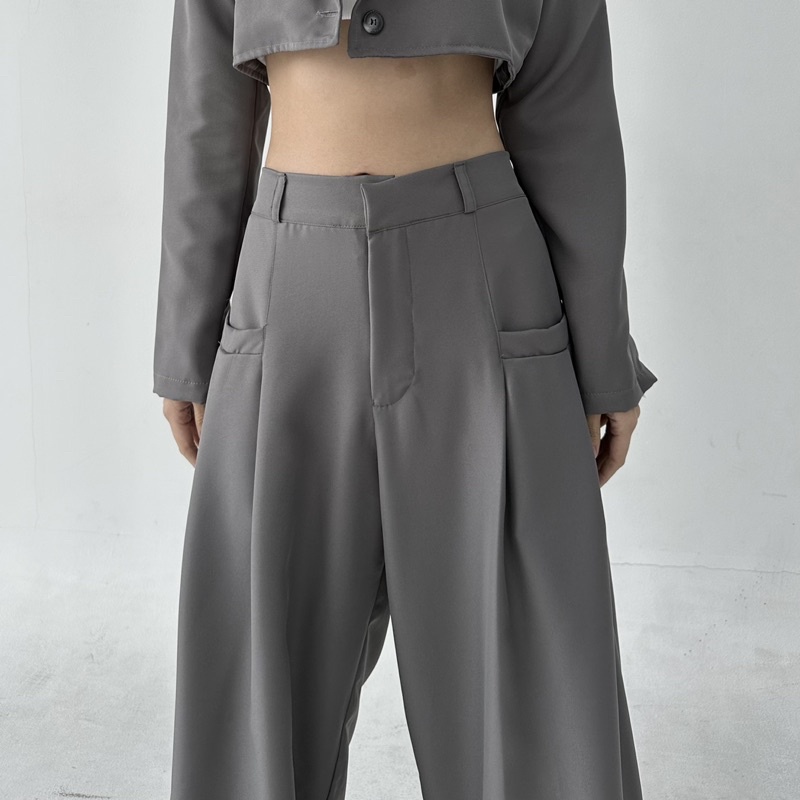 GOUW PANTS - Celana Panjang Wanita Wide Highwaist Pants Basic Korean Long Trousers Murah Posha