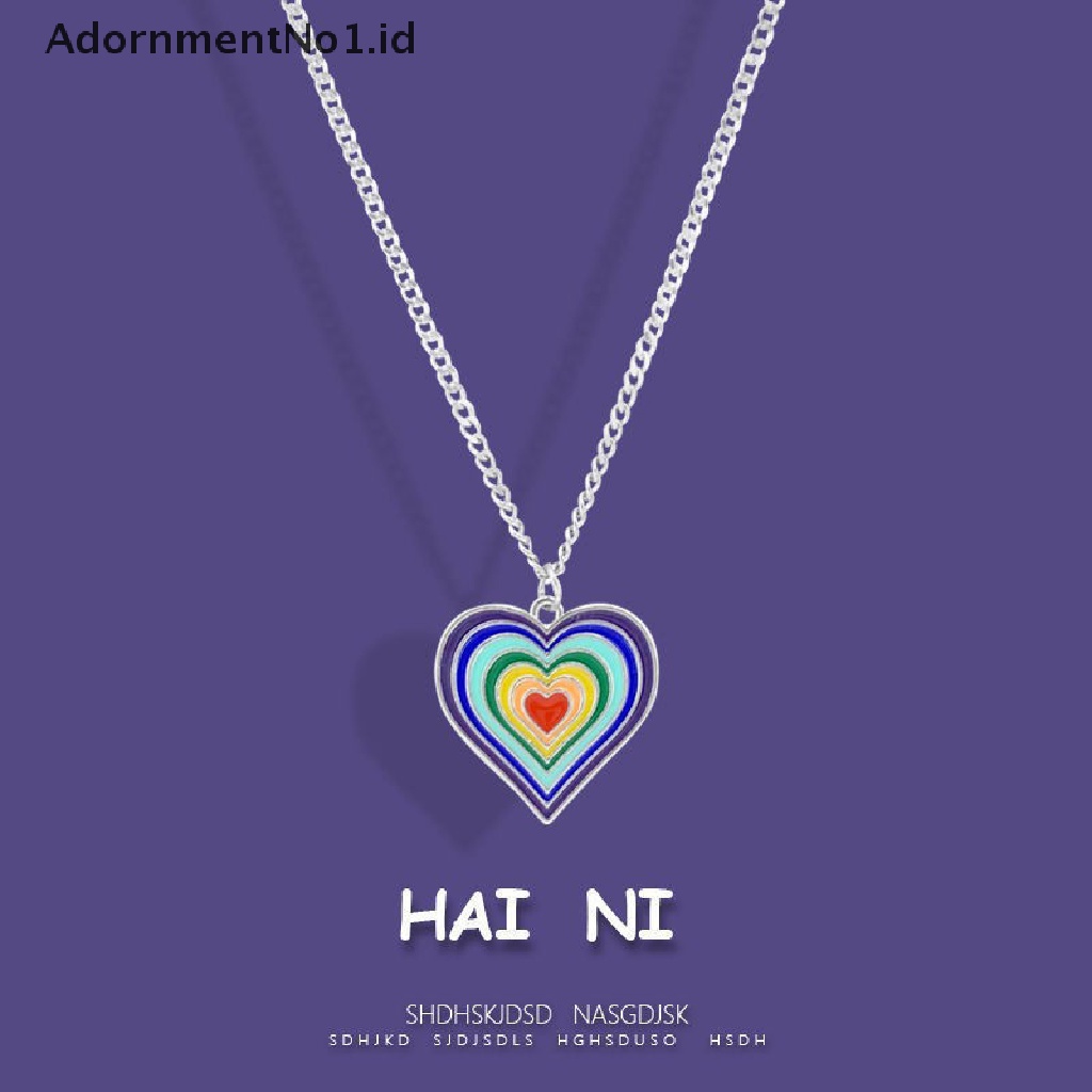 [AdornmentNo1] Vintage Cinta Hati Warna Liontin Choker Kalung Untuk Pria Wanita Hip Hop Manis Keren Rantai Panjang Perhiasan [ID]