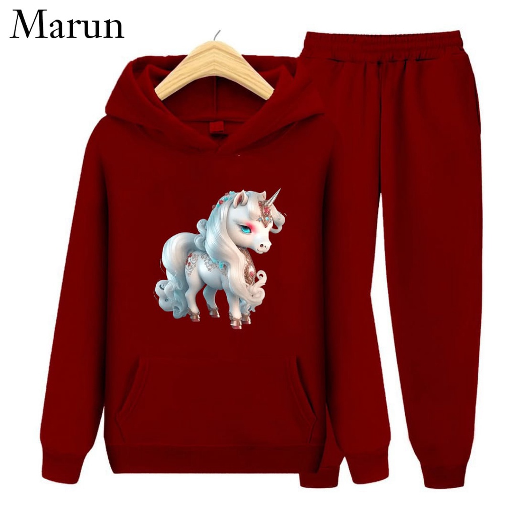 Hzl_outfit Setelan Sweater Hoodie Anak Kuda Pony 3D Ukuran (S.M.XL)