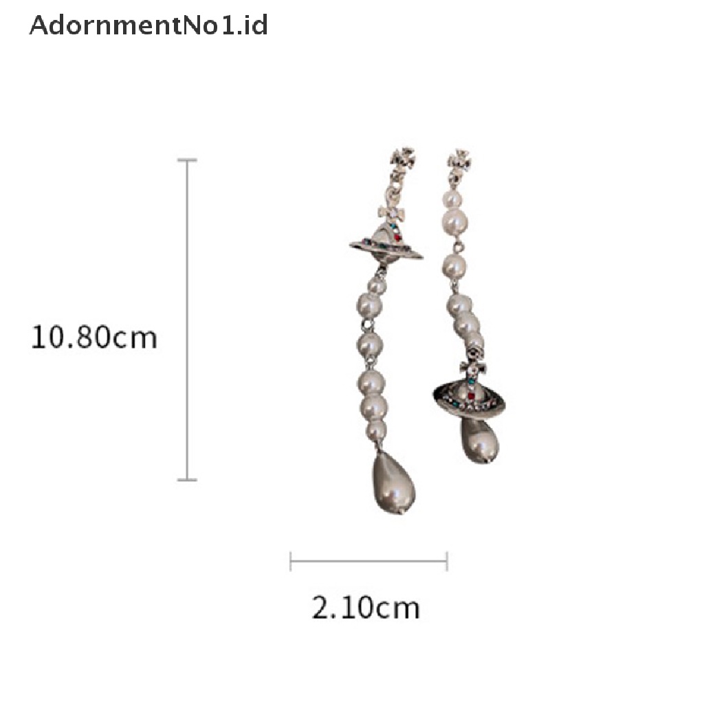 [AdornmentNo1] Mutiara Imitasi Anting Rumbai Panjang Warna-Warni Topi Cross Drop Menjuntai Earring [ID]