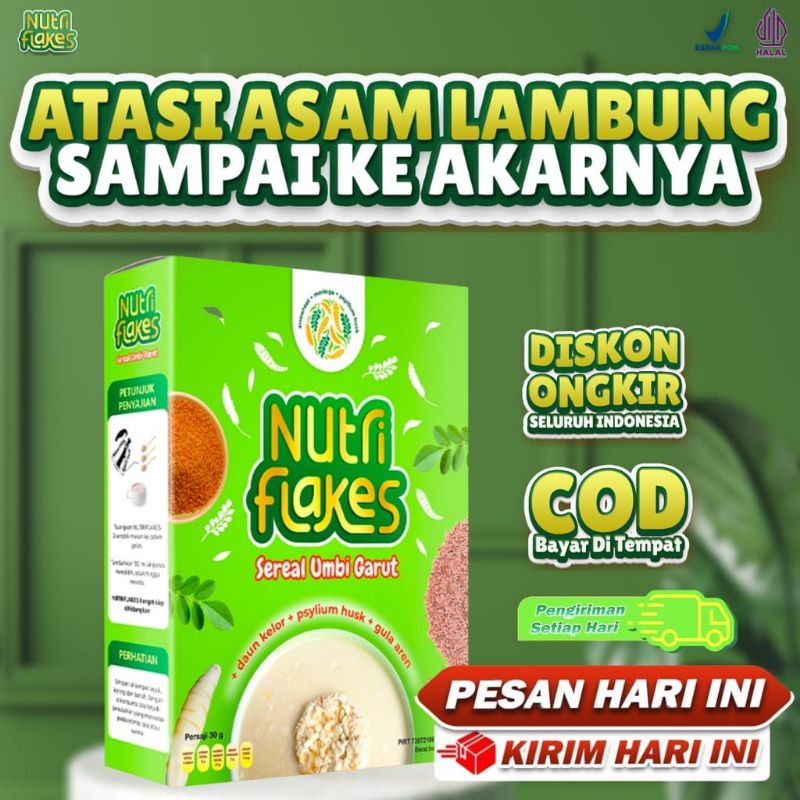 NUTRIFLAKES sereal umbi garut daun kelor/sereal atasi asam lambung