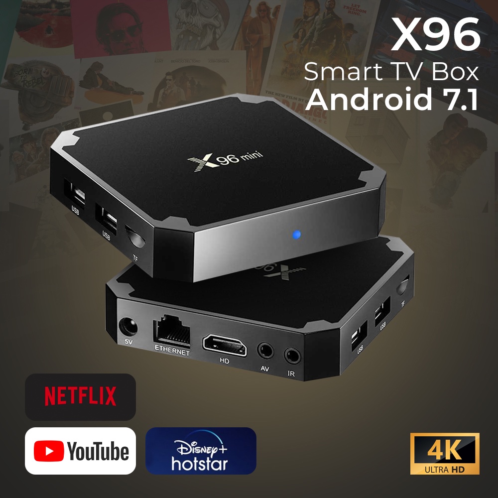X96 Smart TV Box Android 7.1 4K DDR3 1GB 8GB - Black