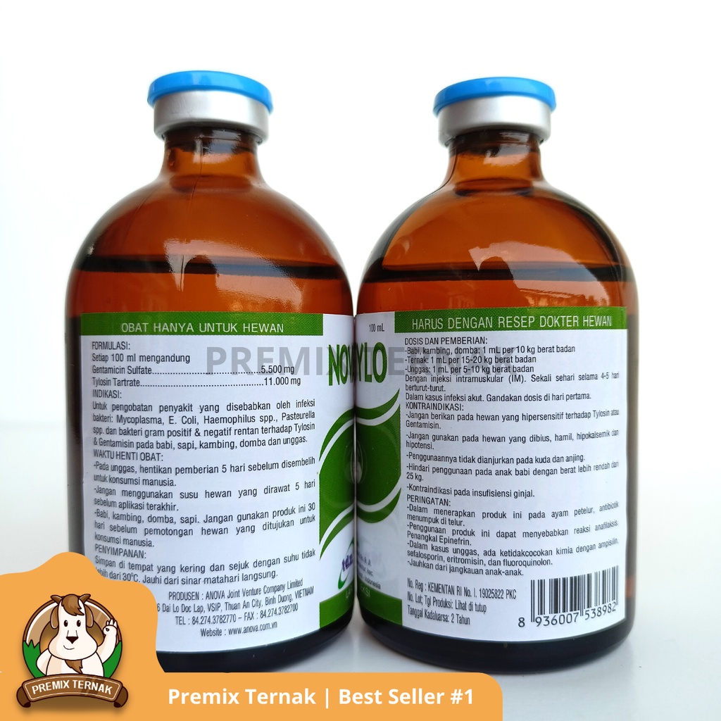 NOVA GENTYLO 100ml - Antibiotik Infeksi Bakteri Spektrum Luas Untuk Sapi Kambing Babi Unggas - Anova - Premix Ternak