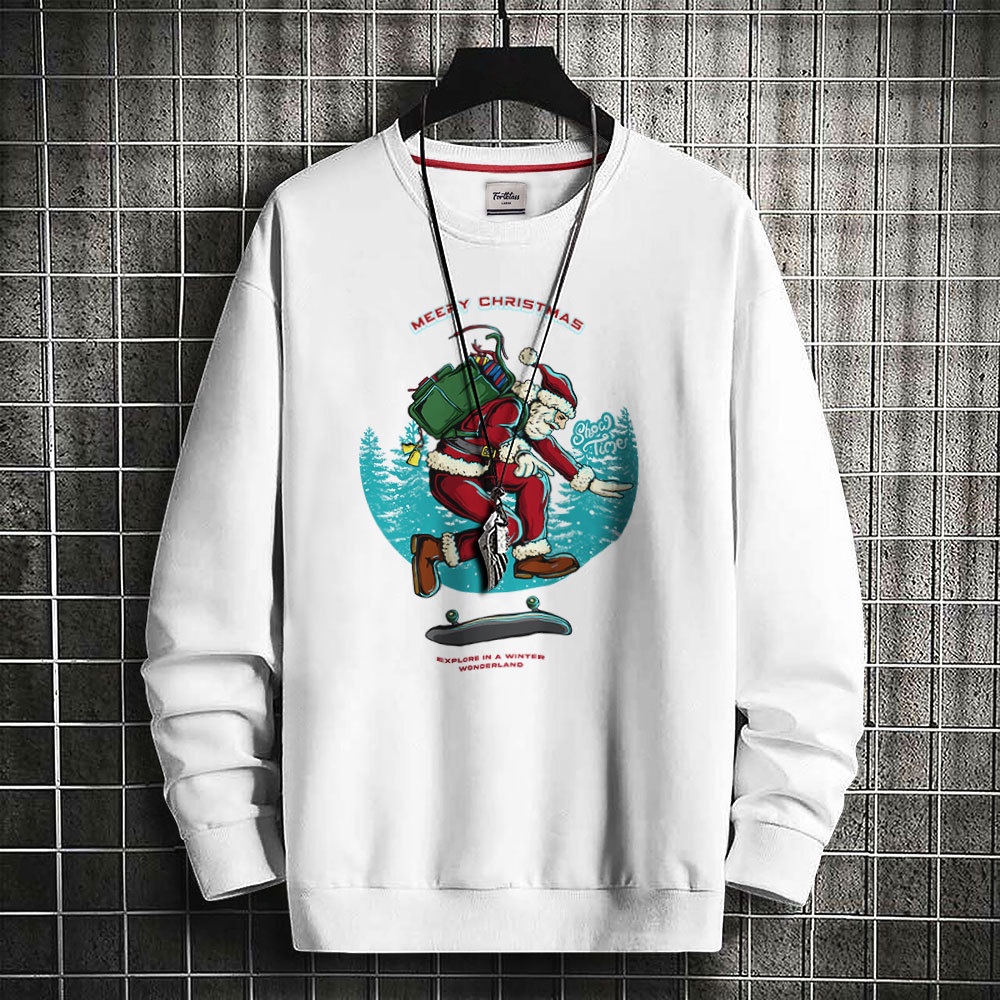 HIPNOP  Sweater SANTA SKATE Sweater Outerwear Pria CrewNeck Unisex