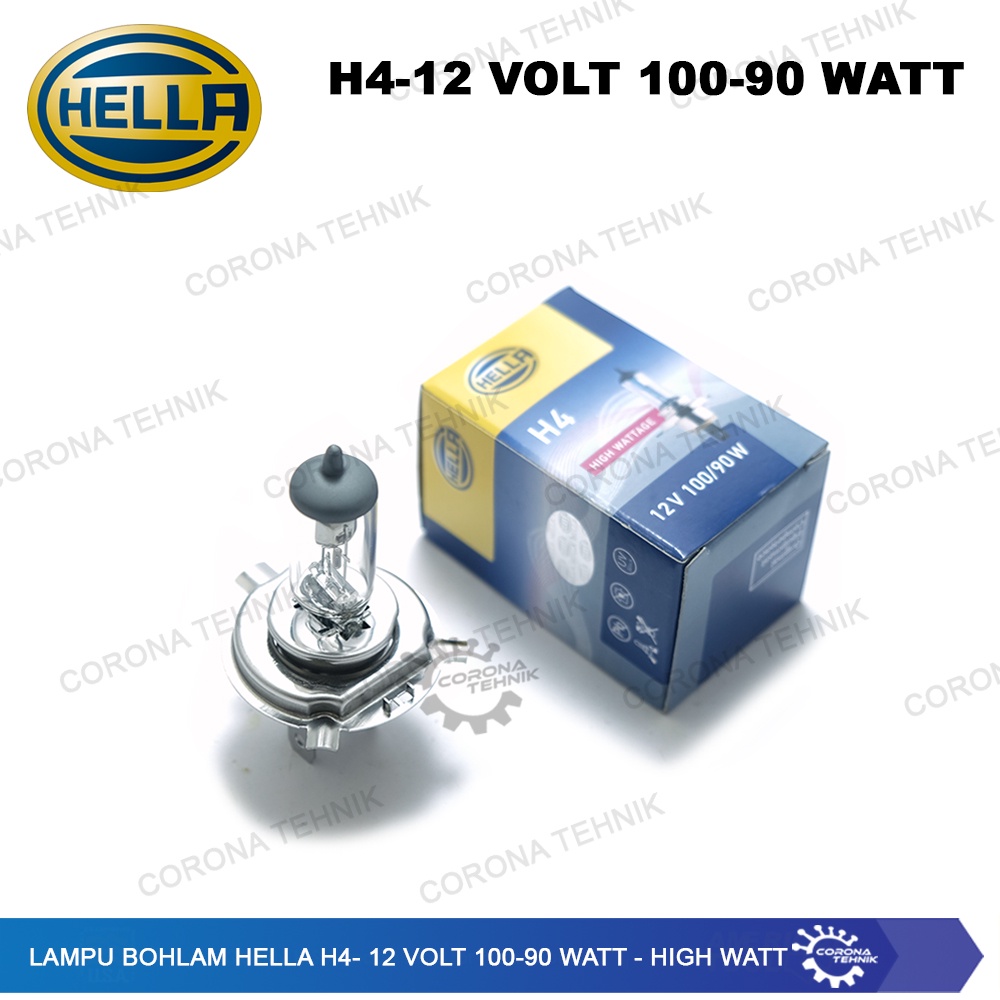 H4 - 12 Volt 100-90 Watt - High Watt Lampu Bohlam Hella