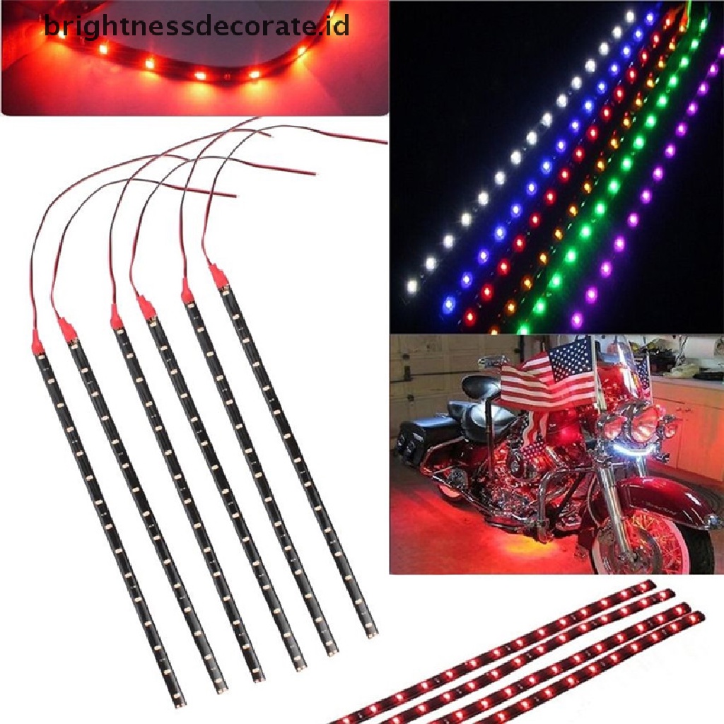 [Birth] 6pcs Lampu Underbody LED Strip Motor DC 12V Anti Air Untuk Motor Mobil 6pcs Lampu Underbody Strip LED 15pcs Flexible Waterproof 15pita Lampu Motor Mobil 12V 6pcs Anti Air1