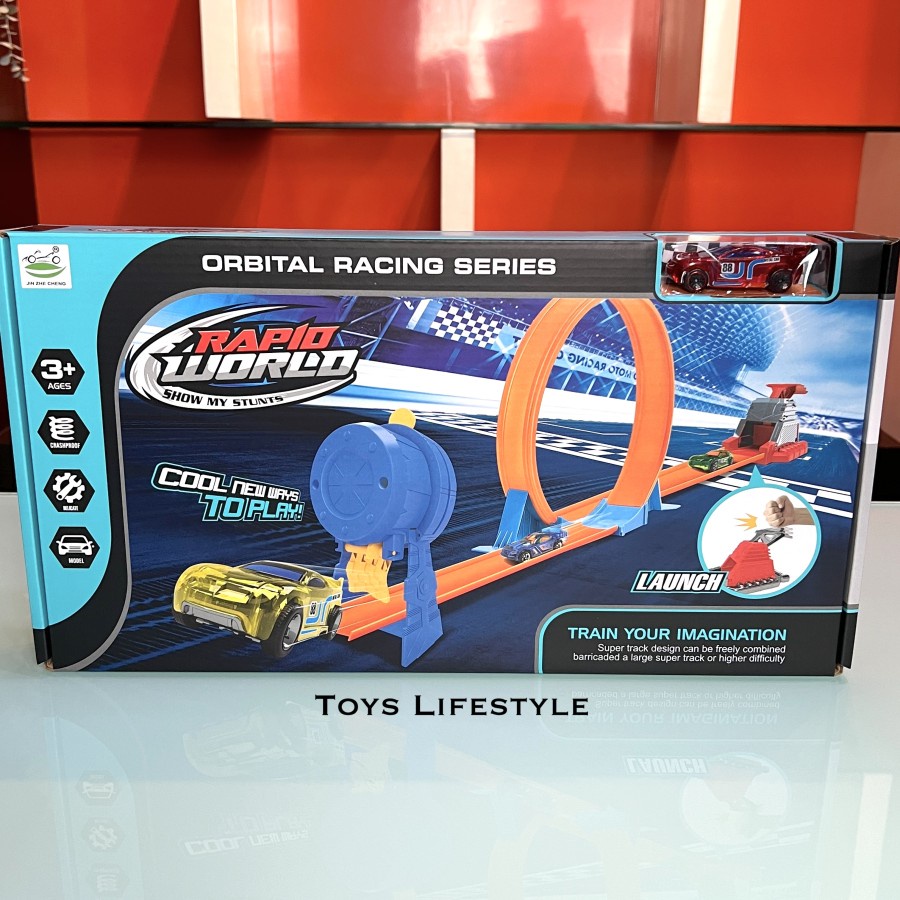 Mainan Anak Paket Trek Track Mobil Racing 360 Spin Seperti Hotwheels