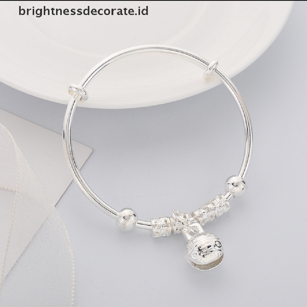 [Birth] Vintage Fashion Wanita Bell Perhiasan Perak Disepuh Cuff Gelang Pesona Bangle Hadiah [ID]