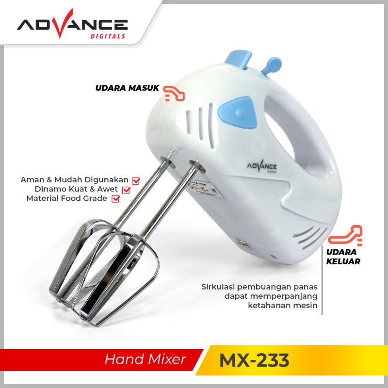 Advance Hand Mixer 7 Speeds / Pencampur Adonan Tangan MX-233