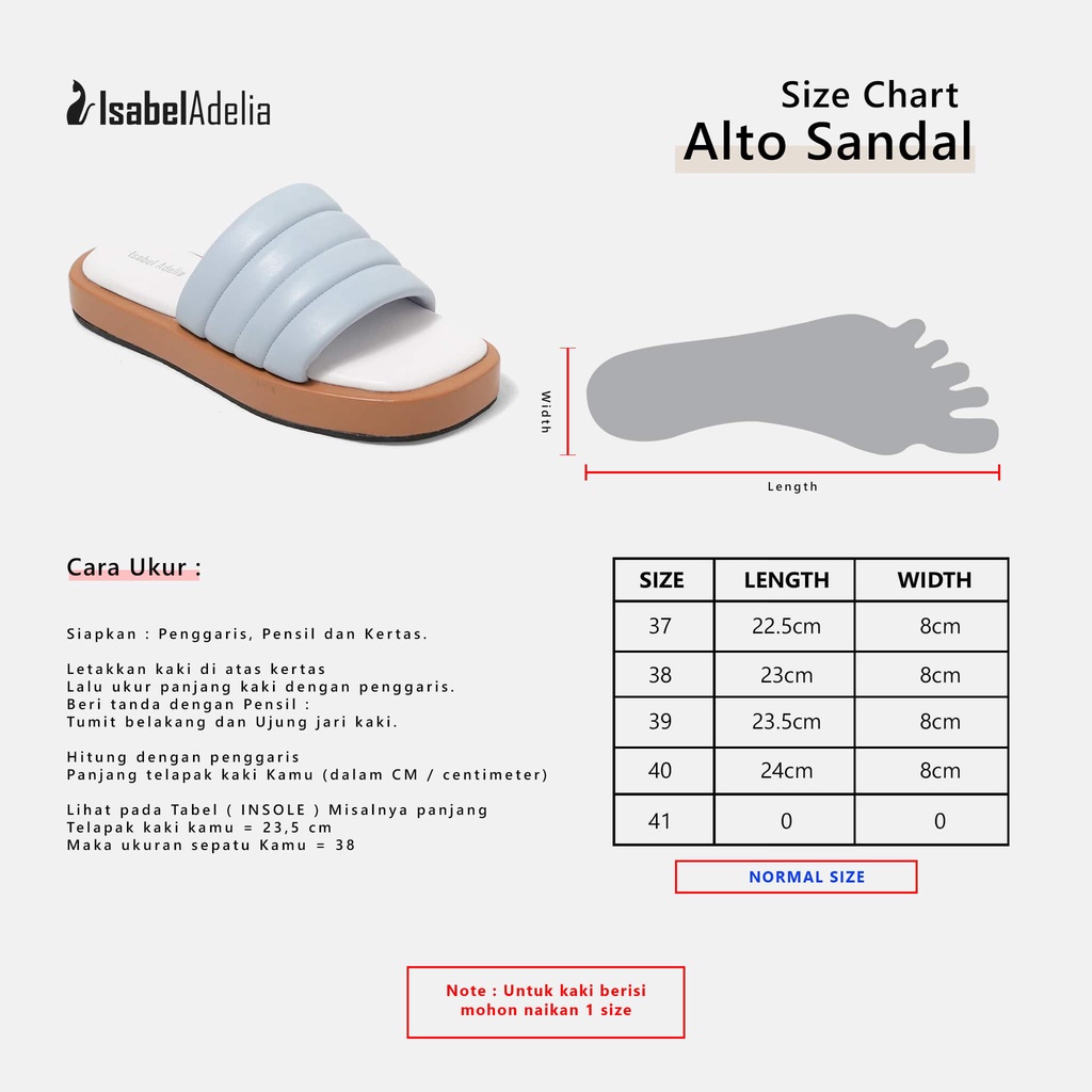 Isabel Adelia Sendal ALTO Sandal Slop Wanita Hitam Putih Fuschia Biru