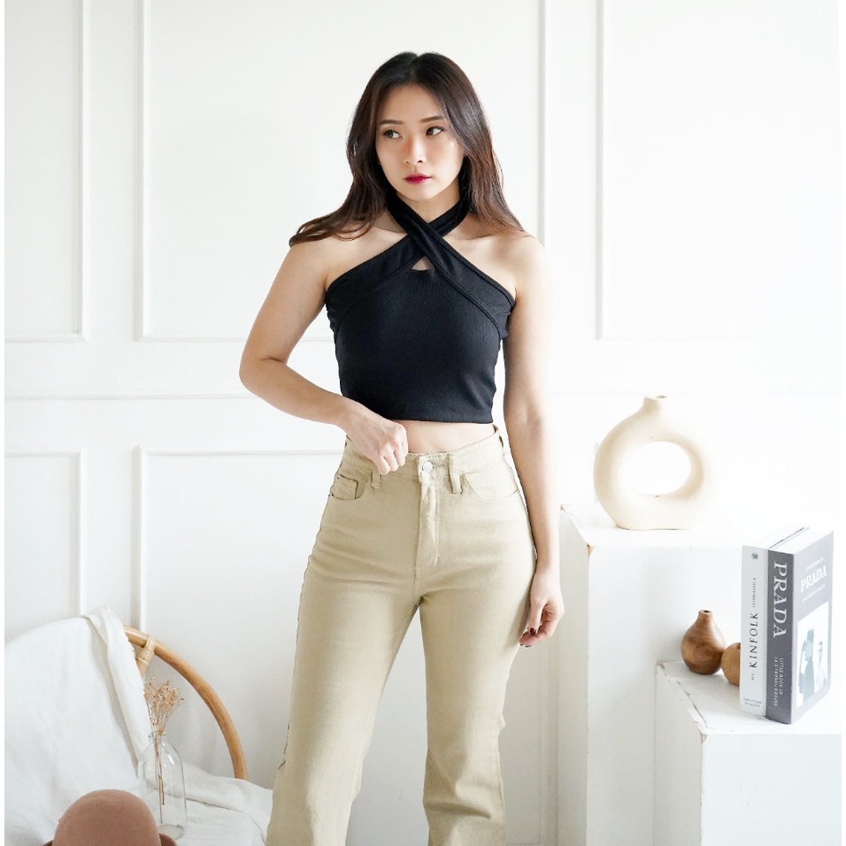 CAVALU Knit Tank Top Korean Halter Tank Crop Top Korea 158