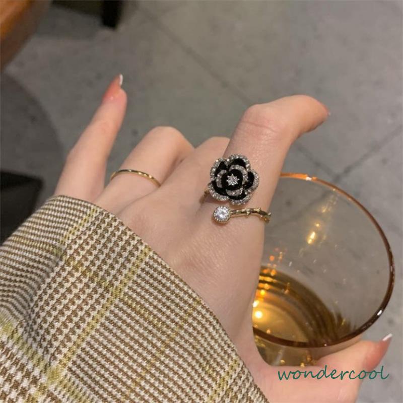 Cincin Camellia Berlian Aksesori Cincin Mewah Wanita-Won