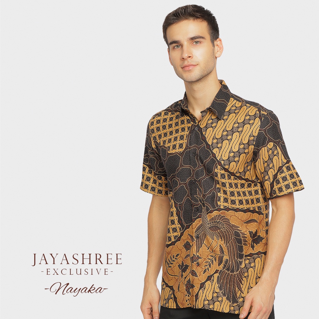 JAYASHREE - Exclusive Nayaka Bahan Katun Dobby Premium - Kemeja Kerja Batik Pria Slimfit Lengan Pend