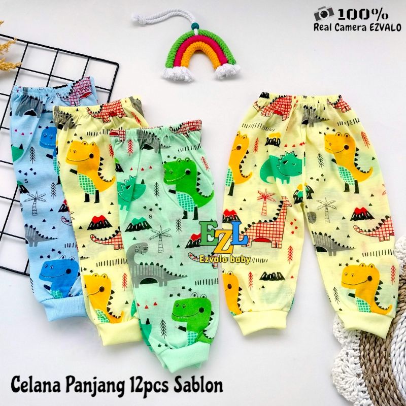 CPM - 12 pcs Celana panjang bayi sablon Murah