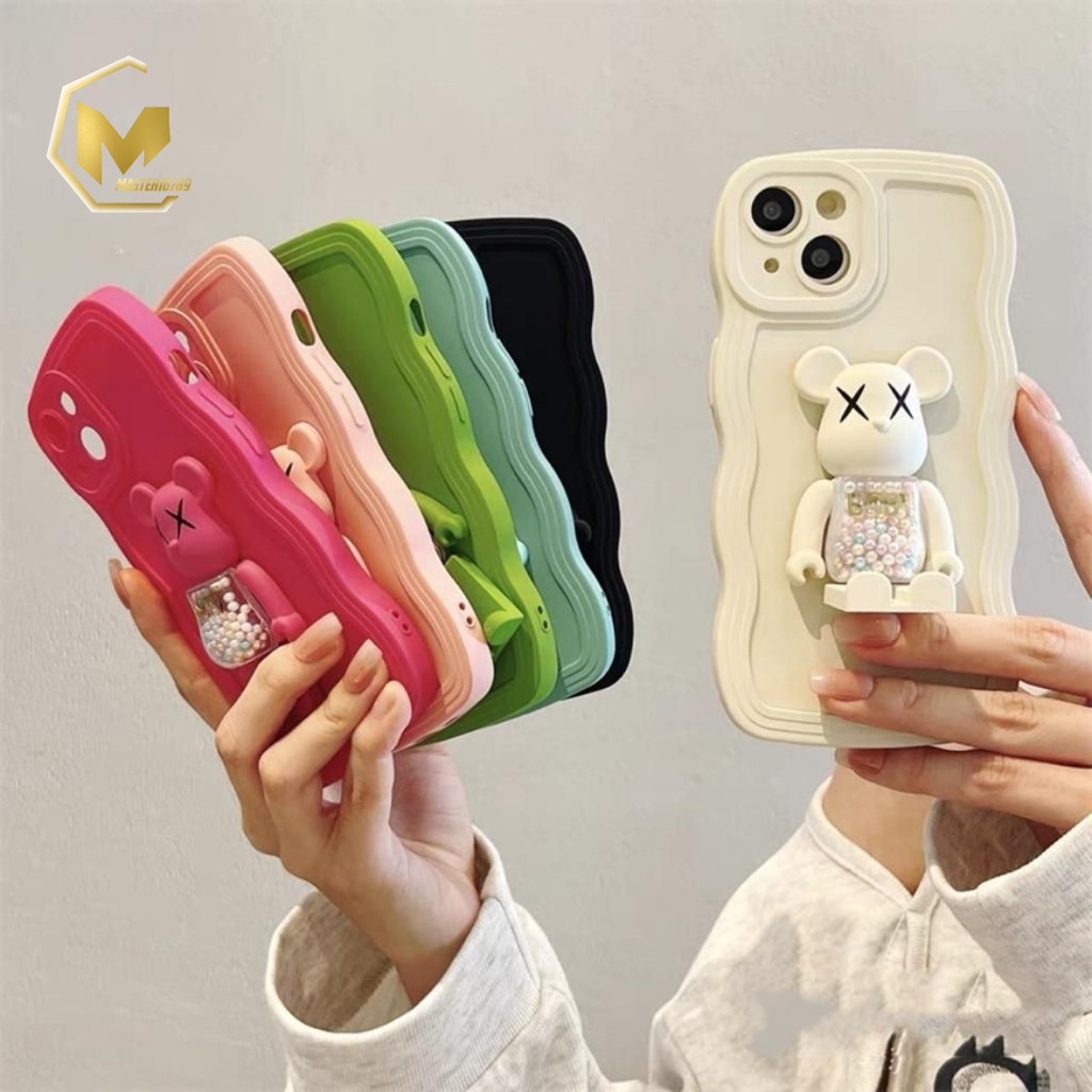 BK SOFTCASE SILIKON WAVE WAVY GELOMBANG WARNA STAND 3D KARAKTER FOR VIVO Y91 Y95 Y93 V5 Y66 Y67 V7+ V21 V25E V25 S15 PRO MA3838