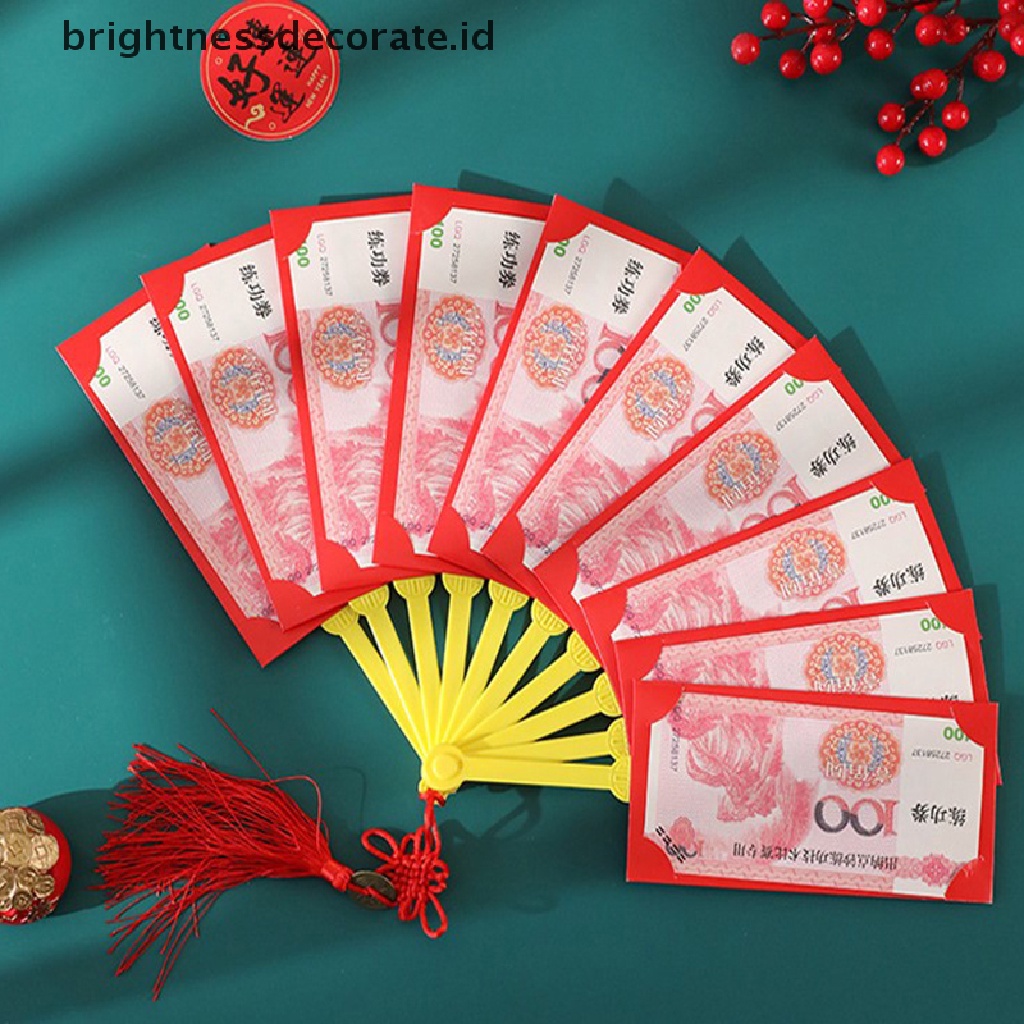 [Birth] Amplop Merah Imlek Baru Bentuk Kipas Hongbao Chinese Spring Festival Red Pockets Best Wish Lucky Money Pockets Gift [ID]