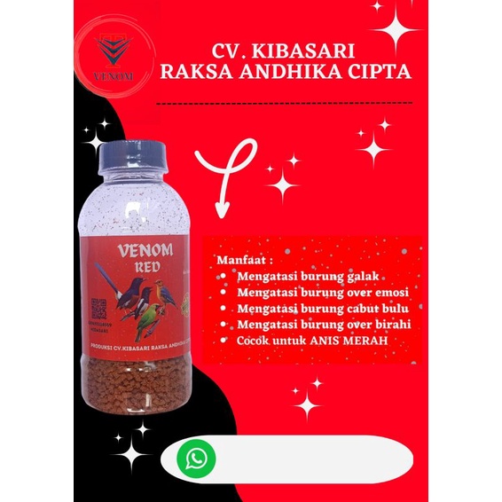 Venom Red cv kibasari pur burung kicau voer penom kibas sari Merah