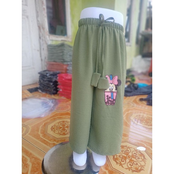 Kulot Miki Celana Kulot Crinkle Airflow 2-6 Tahun Celana Anak Perempuan Krinkle Kekinian