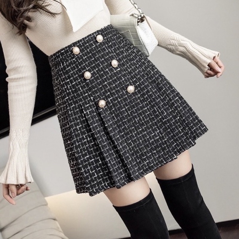 TWEED SKIRT MINI ROK PENDEK IMPORT MX623