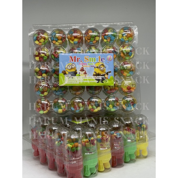 Permen Karet Warna Warni Minion Mr Smile Bubble Gum Candy Aneka Rasa Buah isi 30 pcs