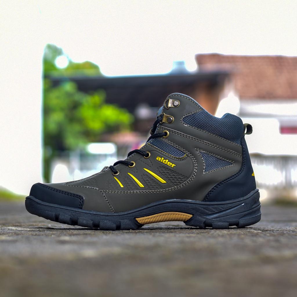 ALDER Sepatu Gunung Pria Model Boots tinggi Size 39-43 Sol karet upper kulit sintetis Sepatu Pria