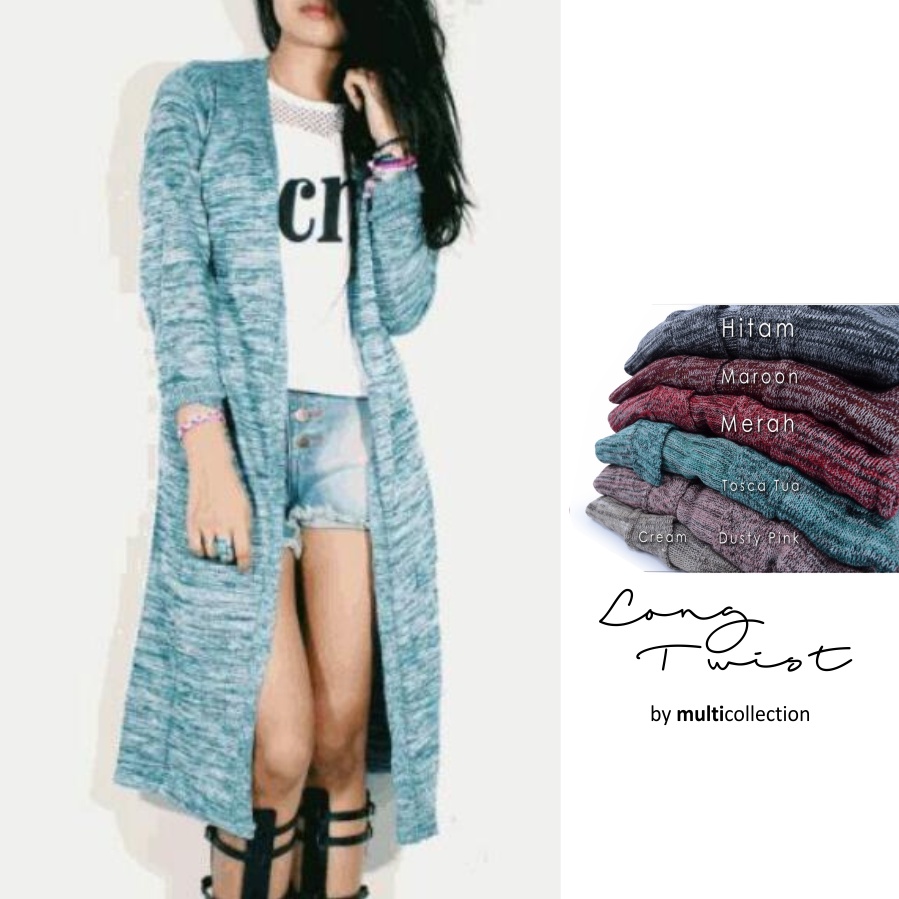LONG TWIST CARDY / Outer wanita Kekinian / Cardigan wanita Panjang / long Outer Cardigan