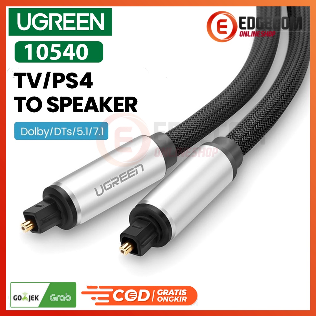 UGREEN Toslink Kabel Audio Adapter Fiber Optic untuk TV, PS3, Xbox, DVD 2 Meter - 10540