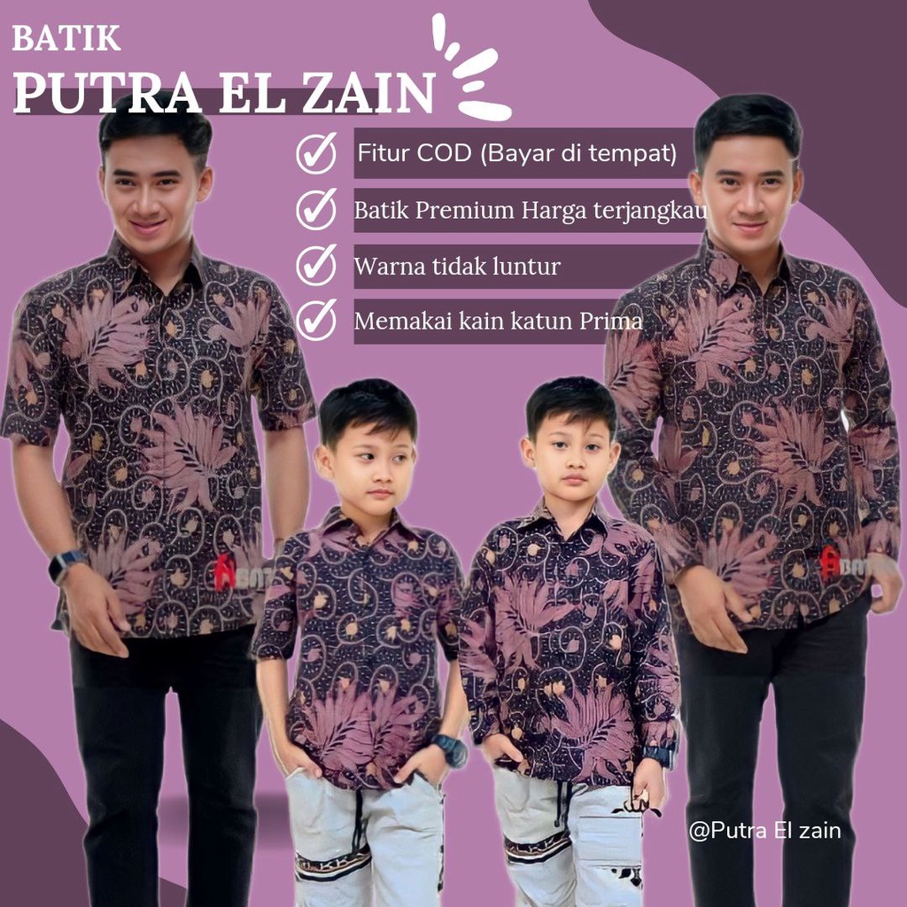 TERBARU Couple sweet || couple batik ayah dan anak cowok BATIK UNGU