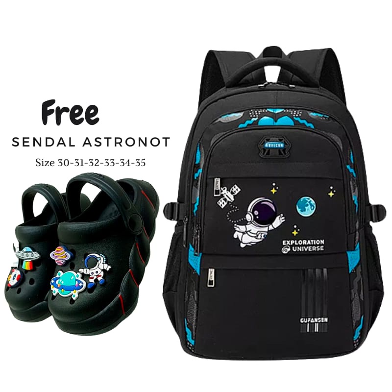 TAS SEKOLAH ANAK TERBARU 2023 RANSEL ANAK TK,SD&amp;SMP ANAK LAKI-LAKI/ PEREMPUAN TAS SEKOLAH ASTRONAUT UNIVERSE TAS PAKET SENDAL