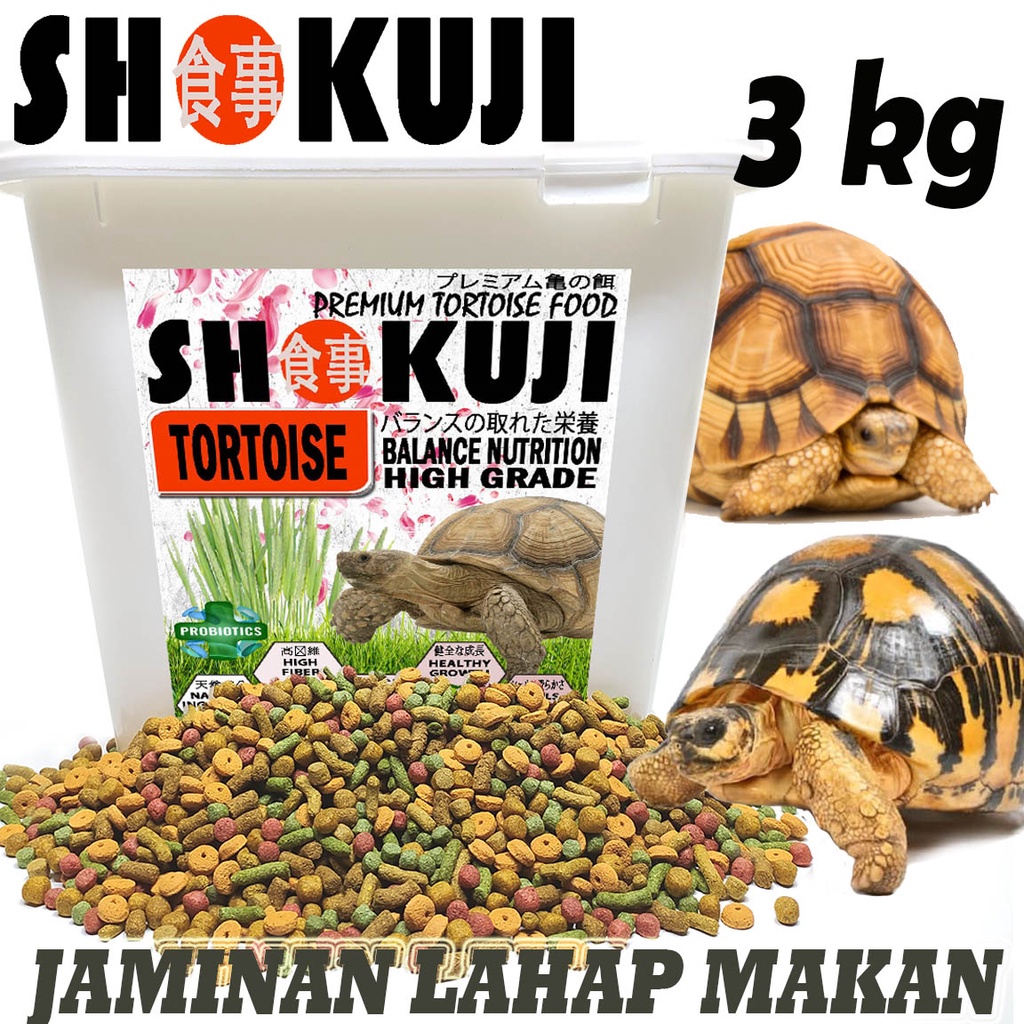 Pakan Kura-kura Darat SHOKUJI 3KG untuk Sulcata, Pardalis, Aldabra, Radiata, Cherryhead, dan Indian 