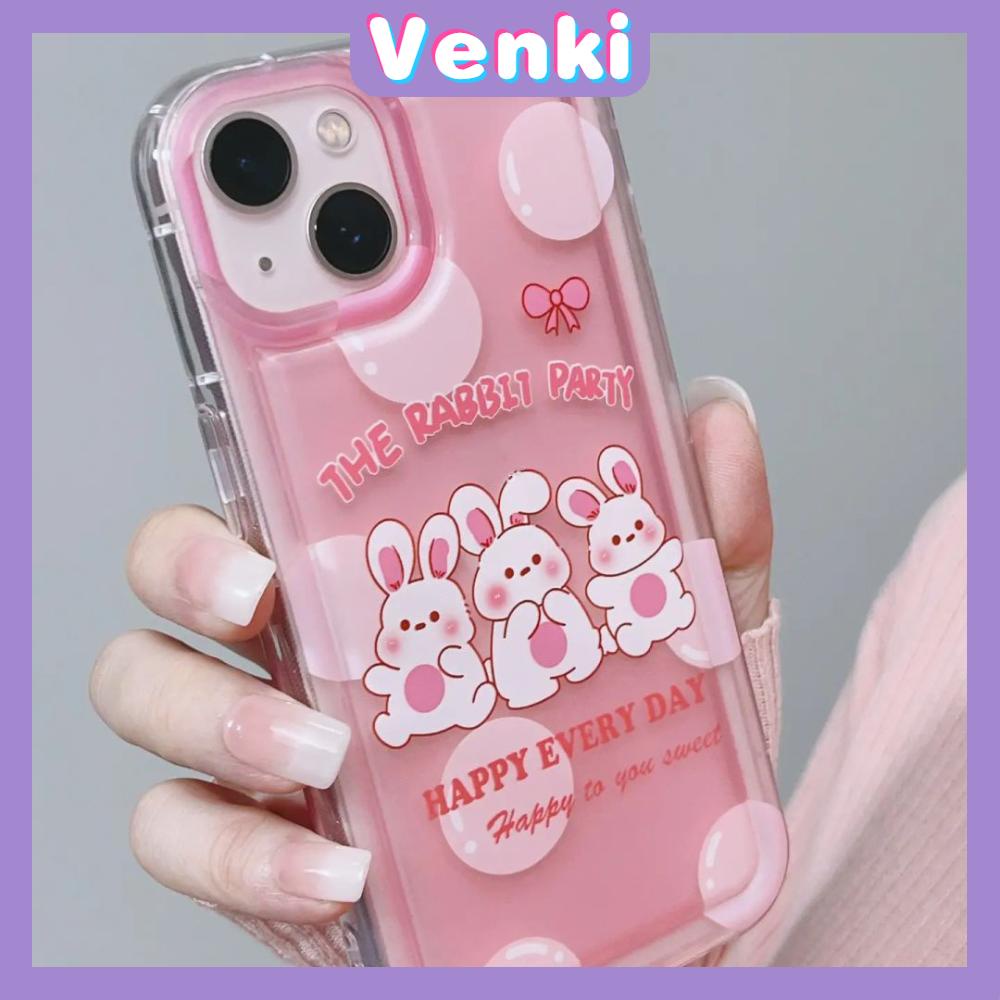 Case For iPhone 14 Pro Max TPU Soft Jelly Airbag Clear Case Cute Pink Rabbit Camera Protection Shockproof For iPhone 14 13 12 11 Plus Pro Max 7 Plus X XR