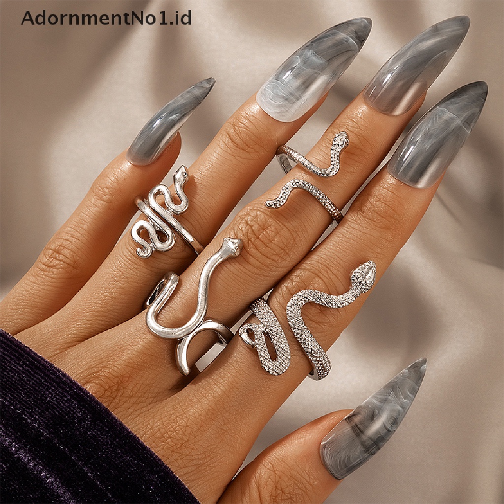 [AdornmentNo1] 4pcs Set Cincin Ular Untuk Wanita Anillo Bagues Perhiasan Gadis Remaja Accesories Hadiah [ID]